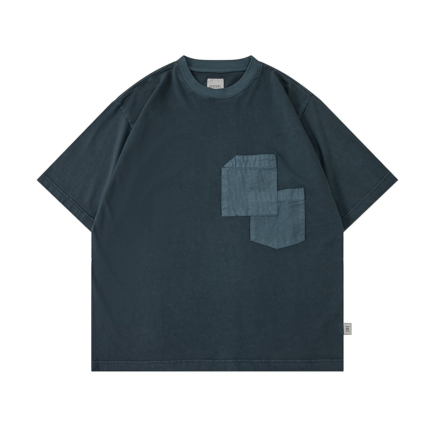 PIGMENT DYE DOUBLE POCKET TEE - SLATE