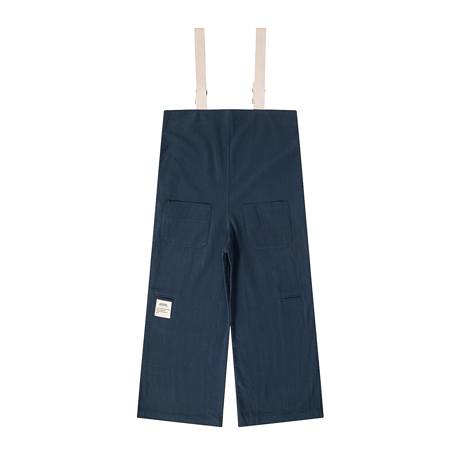 Grey Fold-Over Navy Wide Cotton Linen Pants – éloges