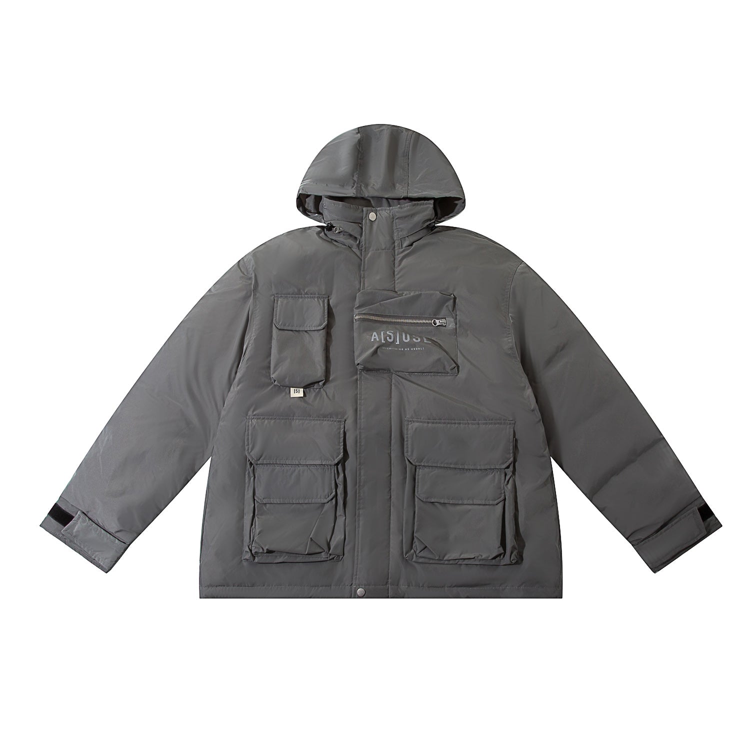 MULTI POCKET DOWN JACKET - GREY