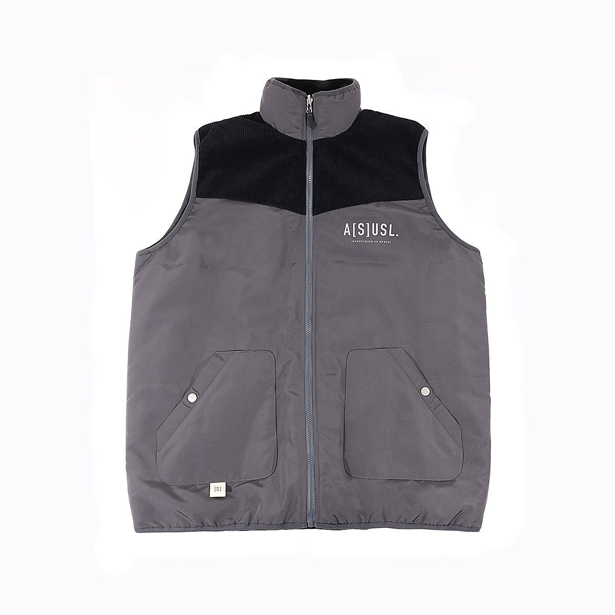 REVERSIBLE PATCHWORK PADDING VEST - CHARCOAL – ASUSL