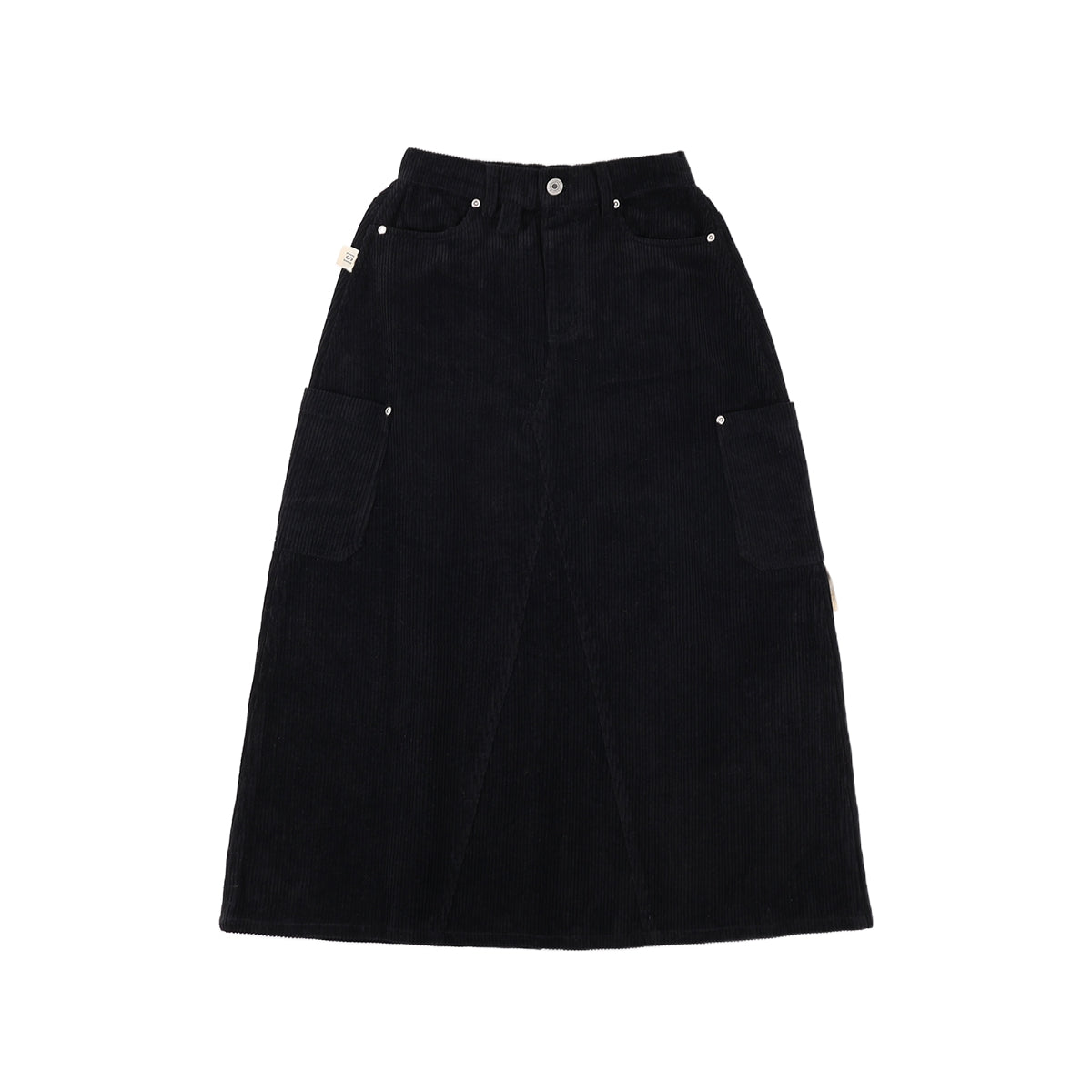 PATCH POCKETS A-LINE CORDUROY SKIRT-BLACK – ASUSL