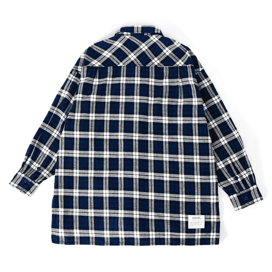 Flannel Checks Oversize Shirt - NAVY CHECKS