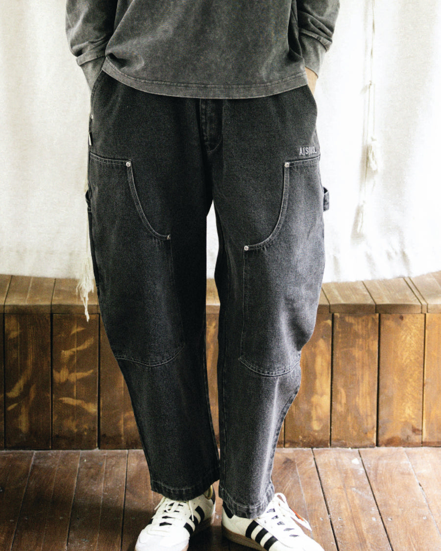 DENIM PATCHWORK PANTS- DENIM BLACK – ASUSL