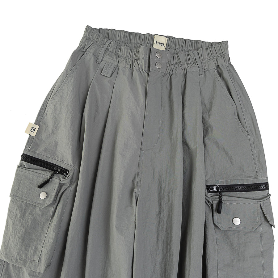 ZIPPER POCKET BALLON PANTS - GREY