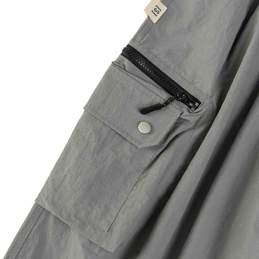 ZIPPER POCKET BALLON PANTS - GREY