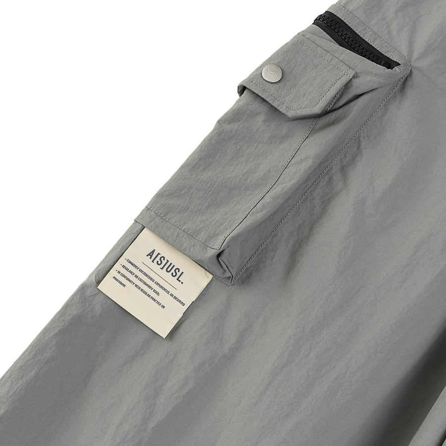 ZIPPER POCKET BALLON PANTS - GREY