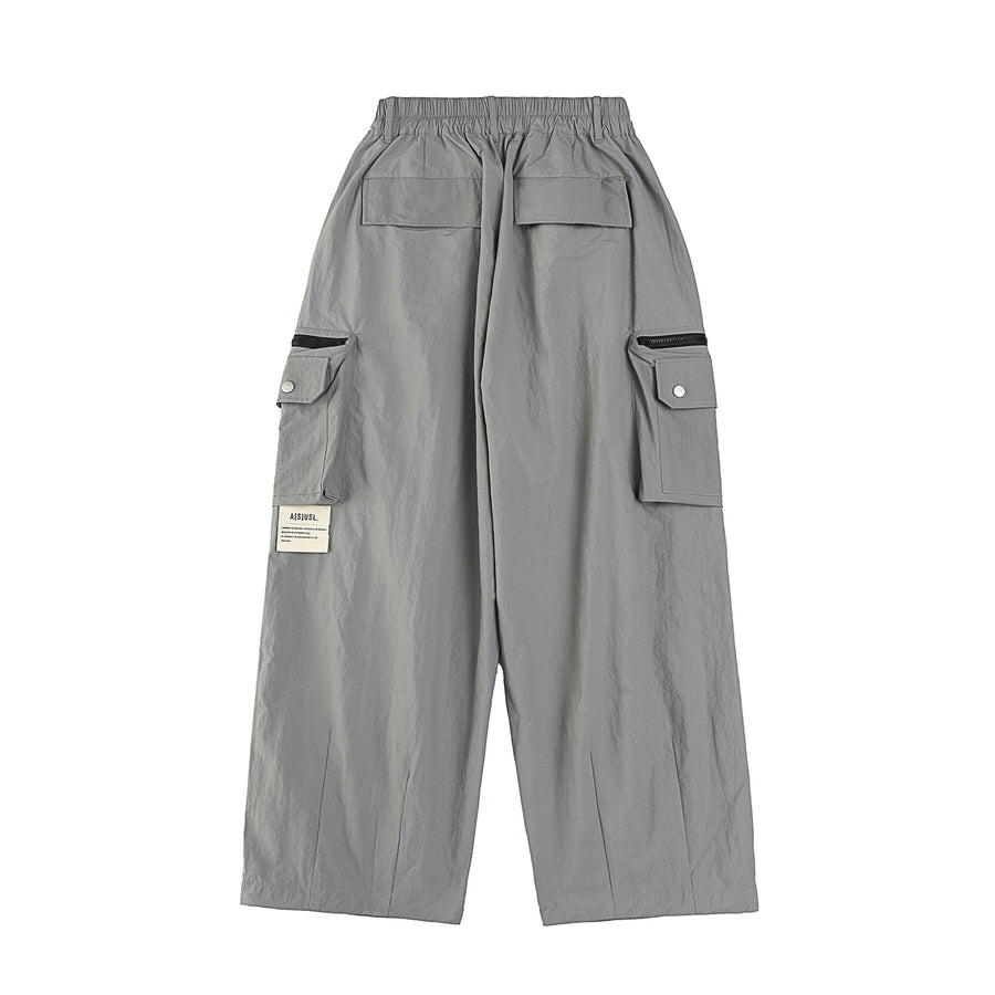 ZIPPER POCKET BALLON PANTS - GREY