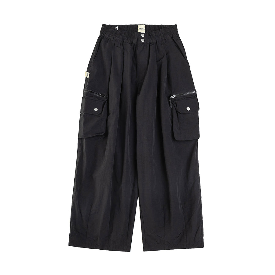 ZIPPER POCKET BALLON PANTS - BLACK