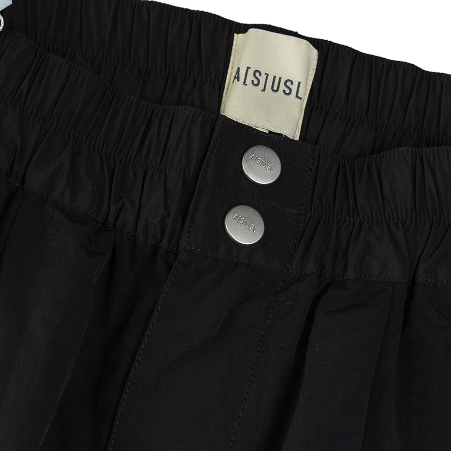 ZIPPER POCKET BALLON PANTS - BLACK