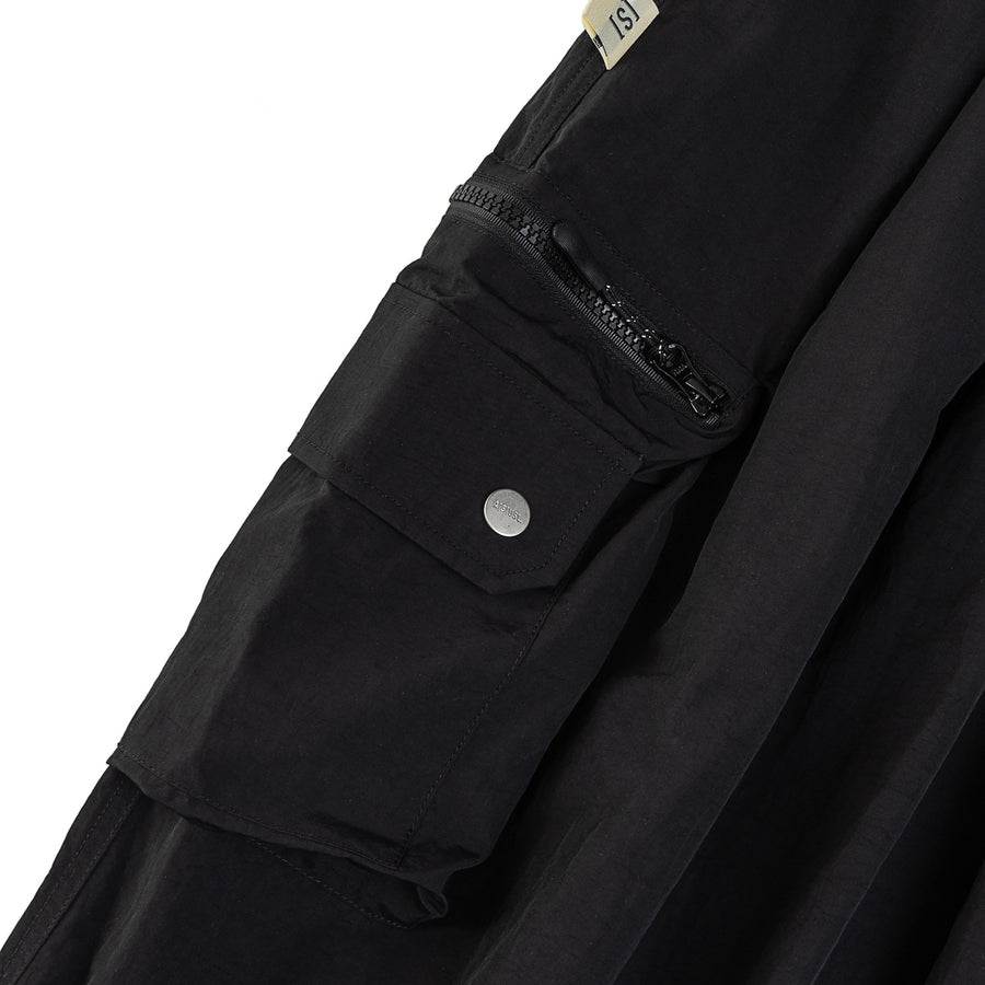 ZIPPER POCKET BALLON PANTS - BLACK