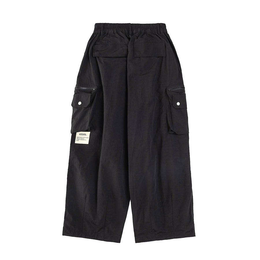 ZIPPER POCKET BALLON PANTS - BLACK