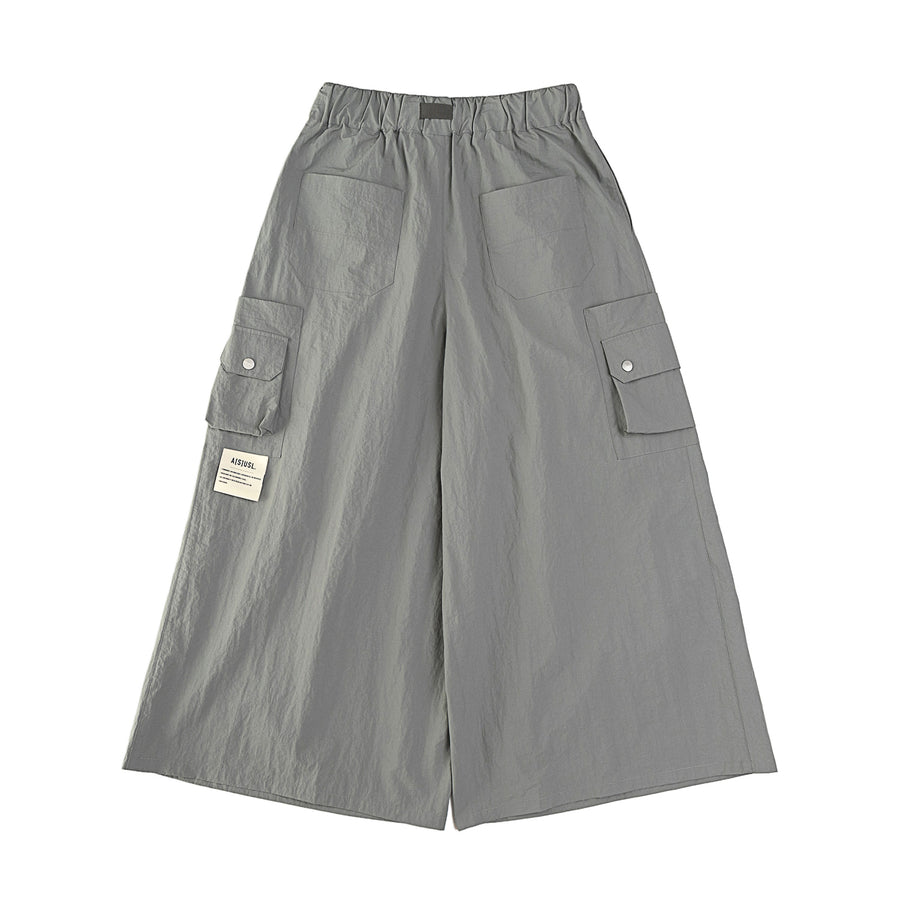 SIDE POCKET WIDE PANTS - GREY