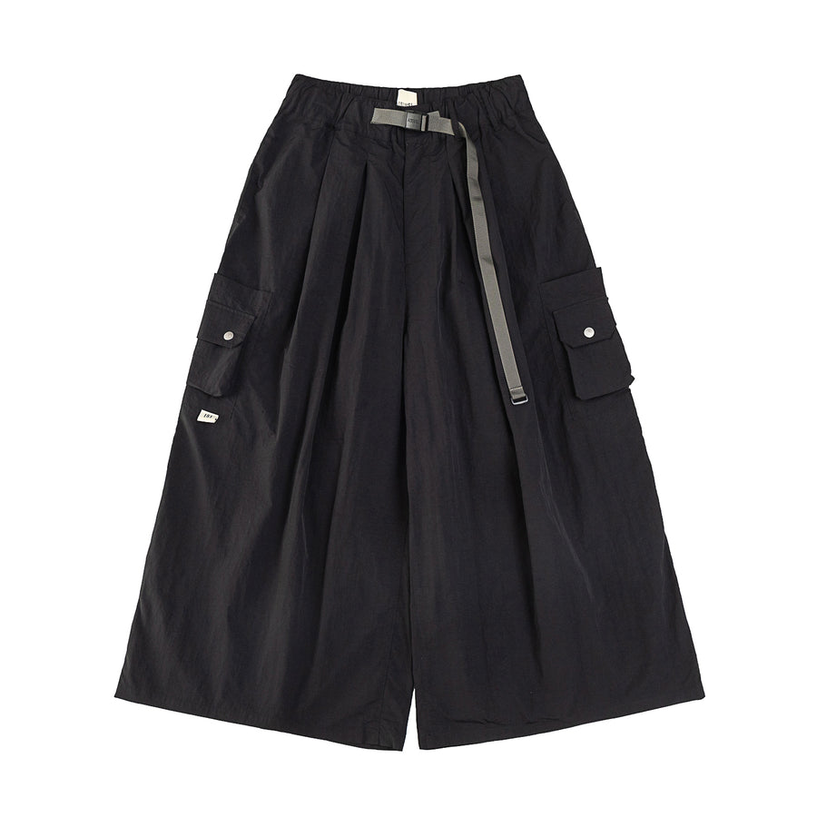 SIDE POCKET WIDE PANTS - BLACK