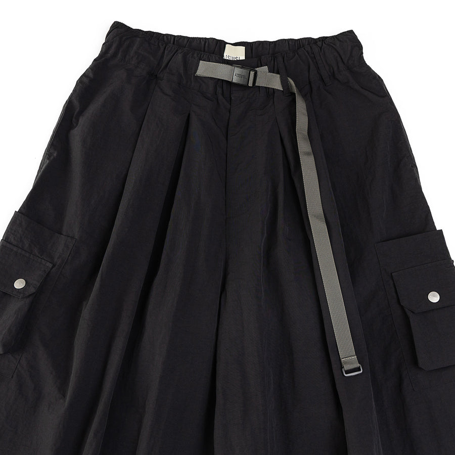 SIDE POCKET WIDE PANTS - BLACK