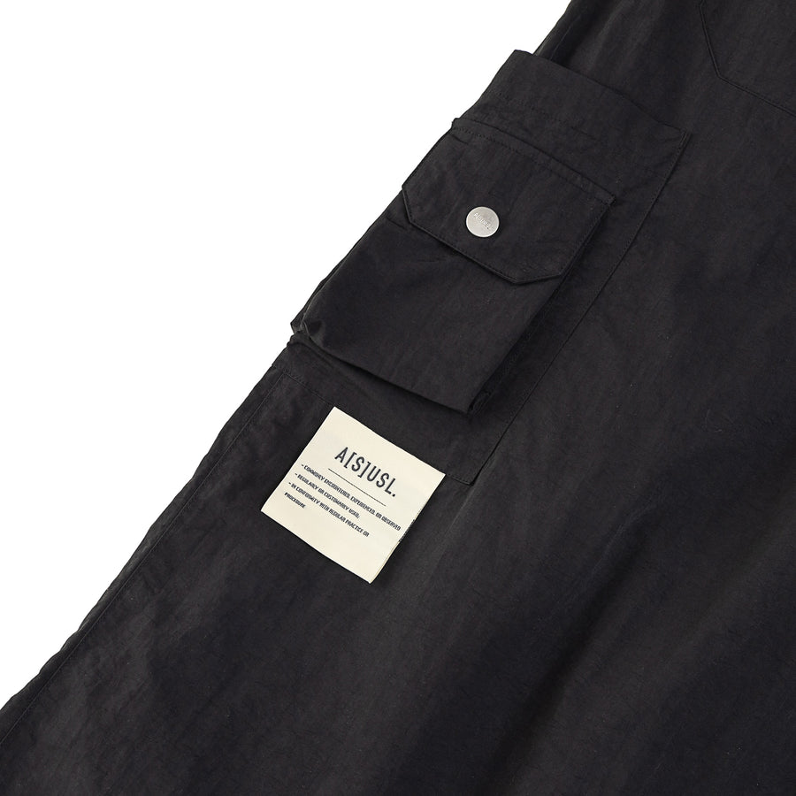 SIDE POCKET WIDE PANTS - BLACK