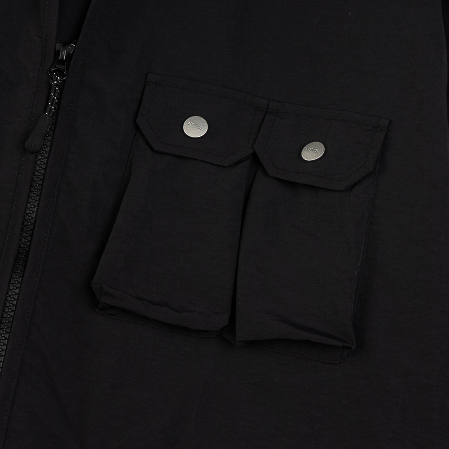 NYLON ZIPPER POCKET JACKET - BLACK