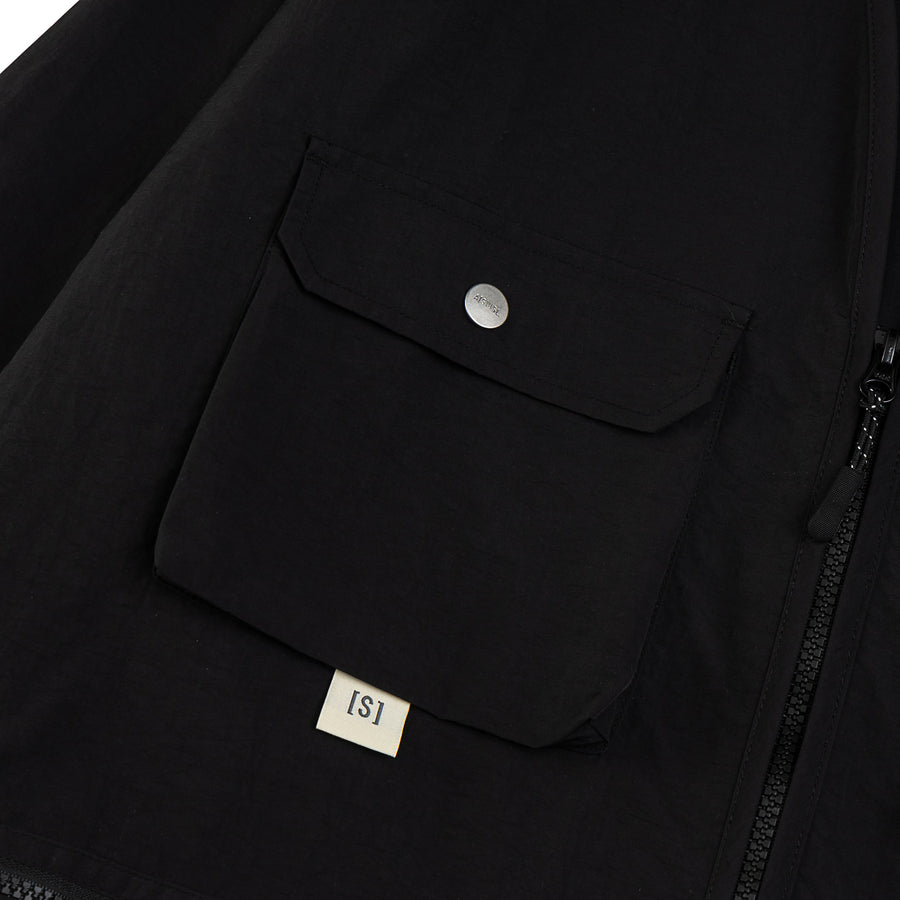 NYLON ZIPPER POCKET JACKET - BLACK