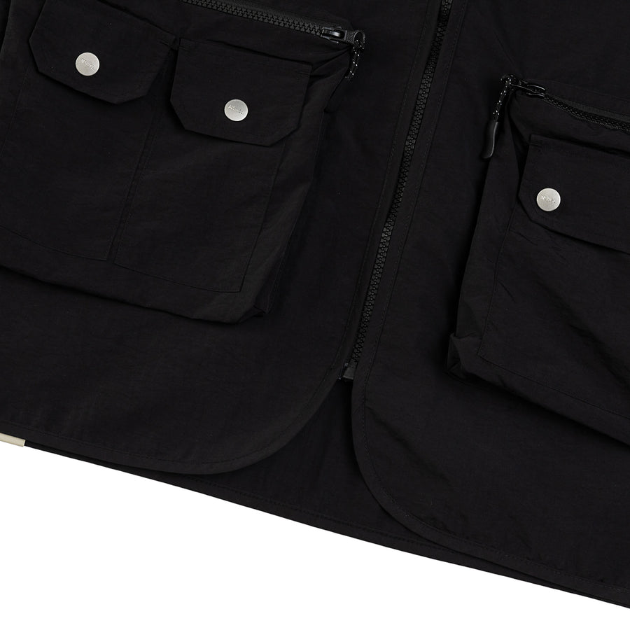 NYLON ZIPPER POCKET JACKET - BLACK