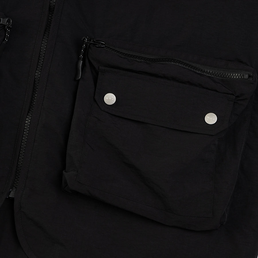 NYLON ZIPPER POCKET JACKET - BLACK