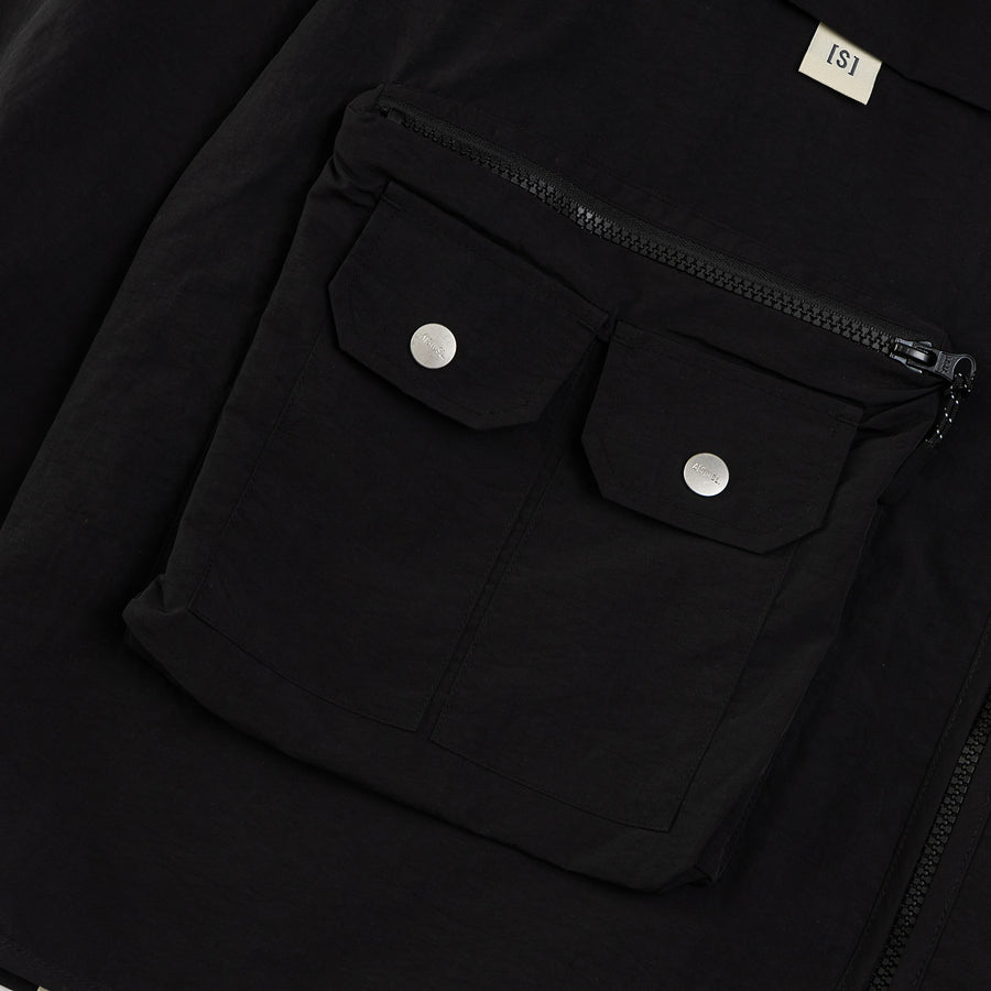 NYLON ZIPPER POCKET JACKET - BLACK