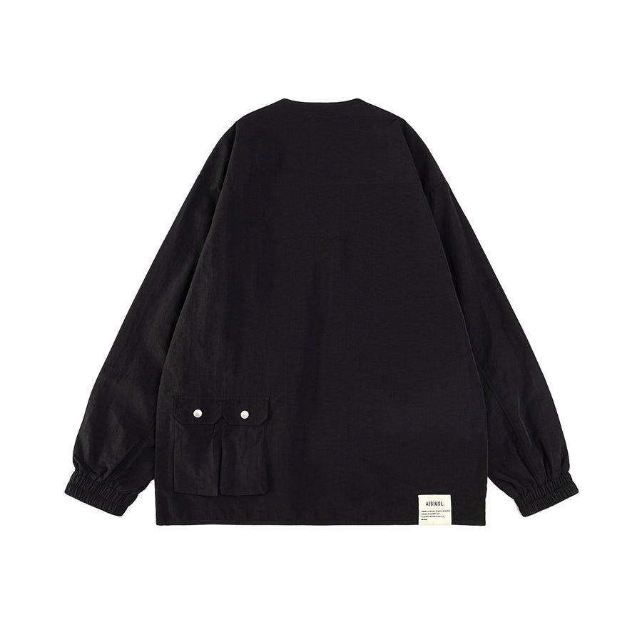 NYLON ZIPPER POCKET JACKET - BLACK