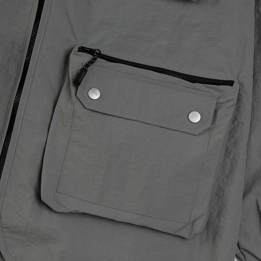 NYLON ZIPPER POCKET JACKET - GREY