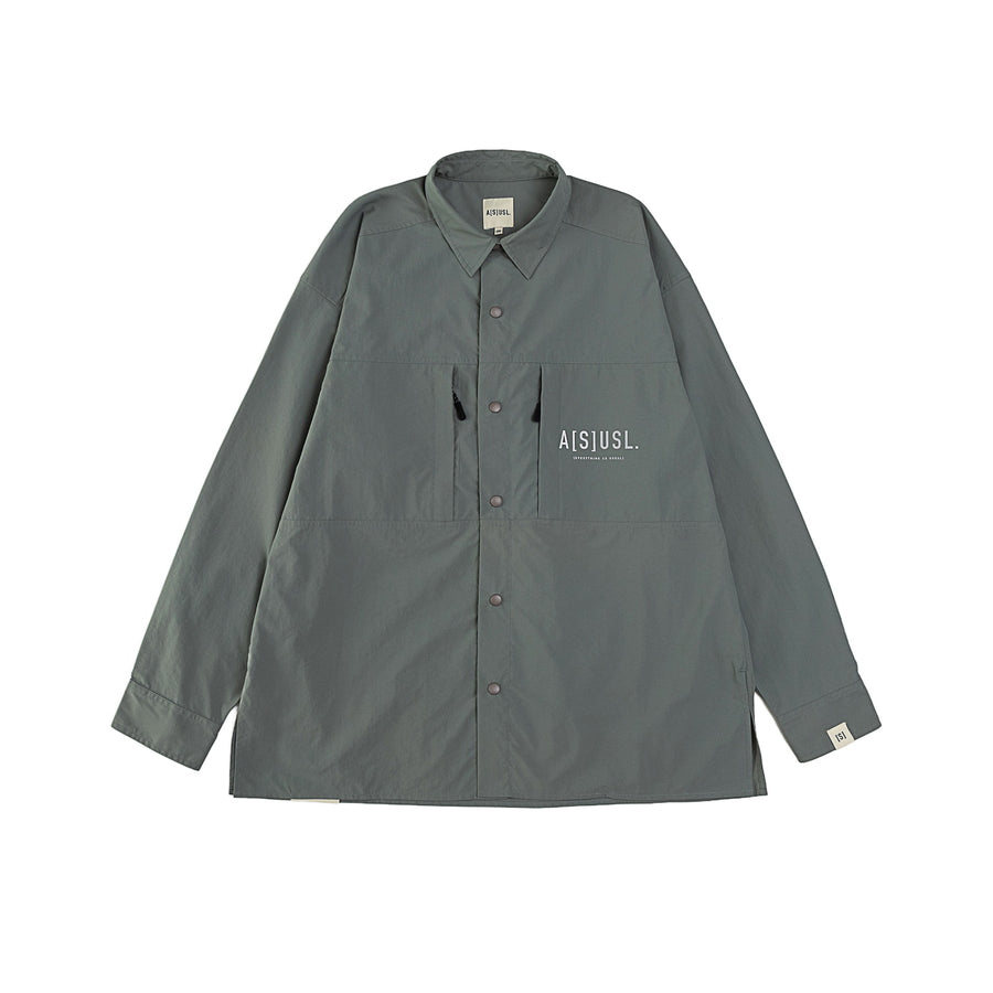 NYLON ZIPPER POCKET SHIRT - LIGHT GREY