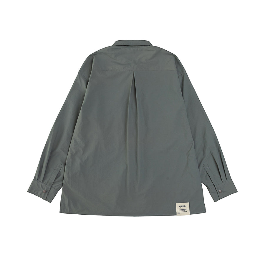 NYLON ZIPPER POCKET SHIRT - LIGHT GREY