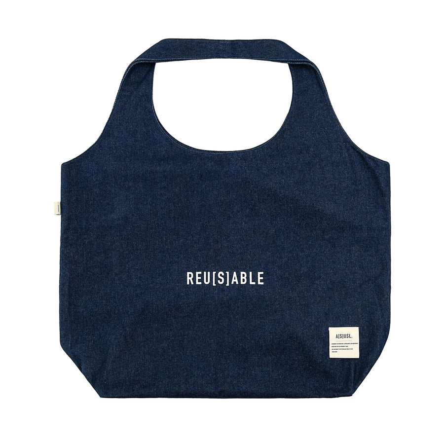 DENIM OVERSIZE TOTE BAG - DENIM BLUE