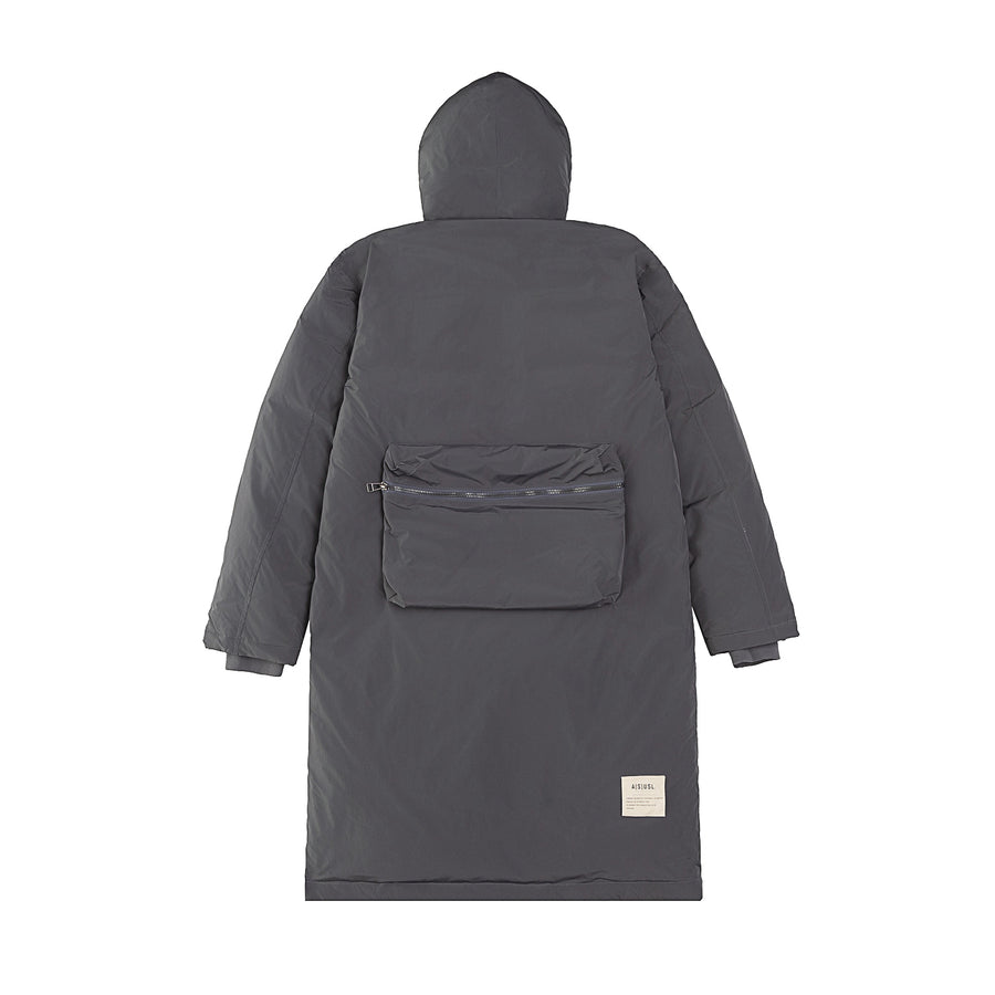 MULTI POCKET LONG DOWN JACKET - CHARCOAL