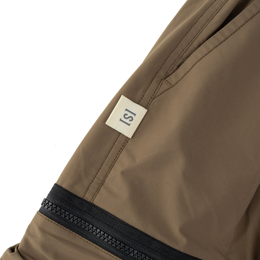 NYLON ZIPPER POCKET PANTS - MOKA