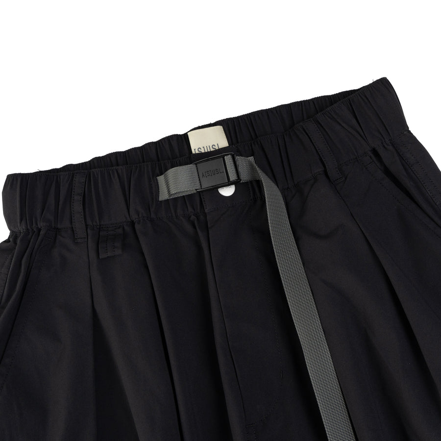 NYLON ZIPPER POCKET PANTS - BLACK