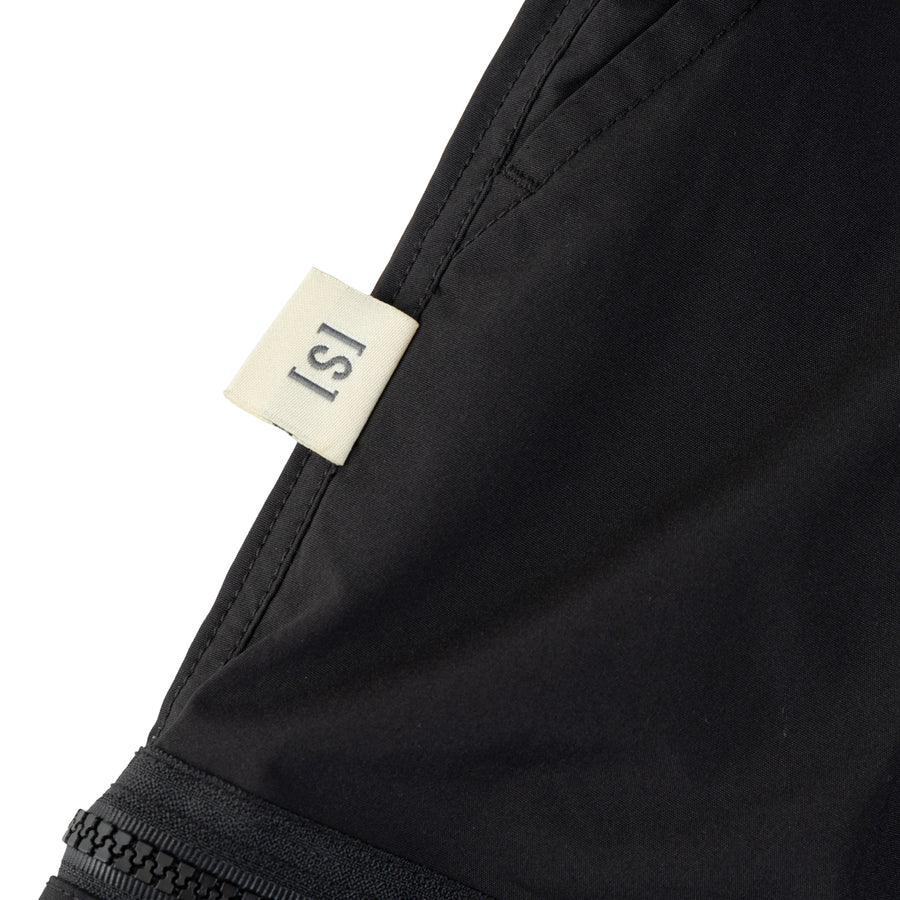 NYLON ZIPPER POCKET PANTS - BLACK