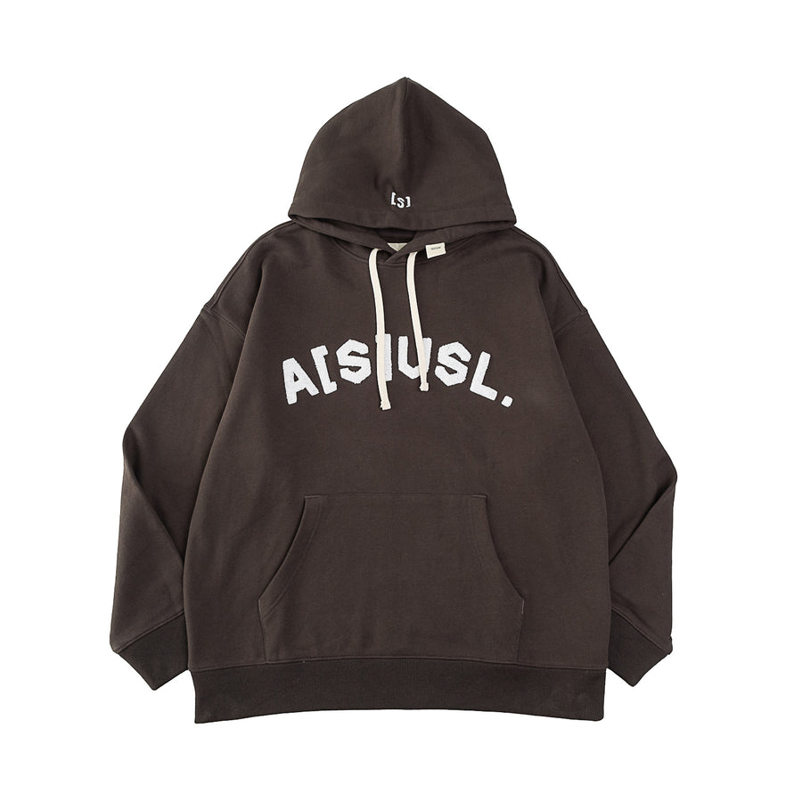 FLOCKING EMBROIDERY LOGO HOODIE - CHARCOAL