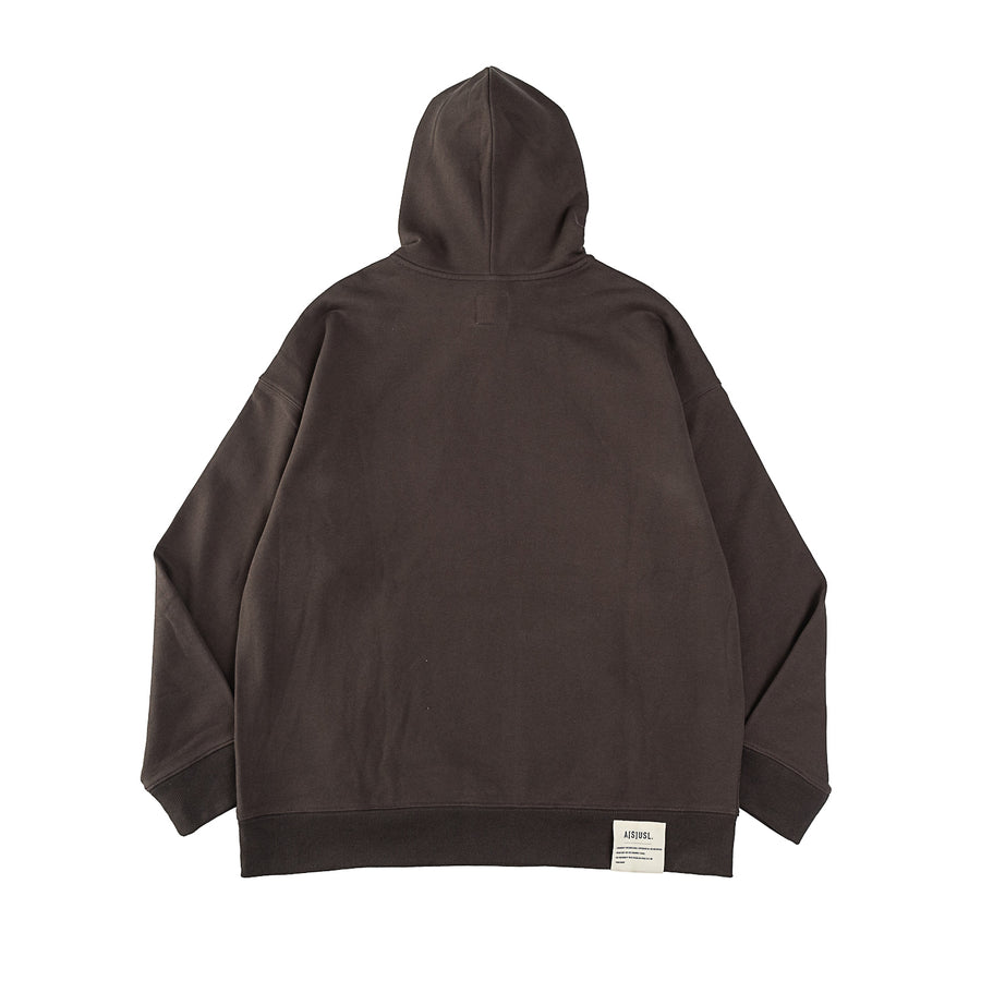 FLOCKING EMBROIDERY LOGO HOODIE - CHARCOAL