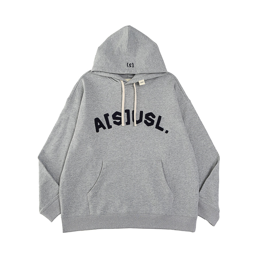 FLOCKING EMBROIDERY LOGO HOODIE - HEATHER GREY