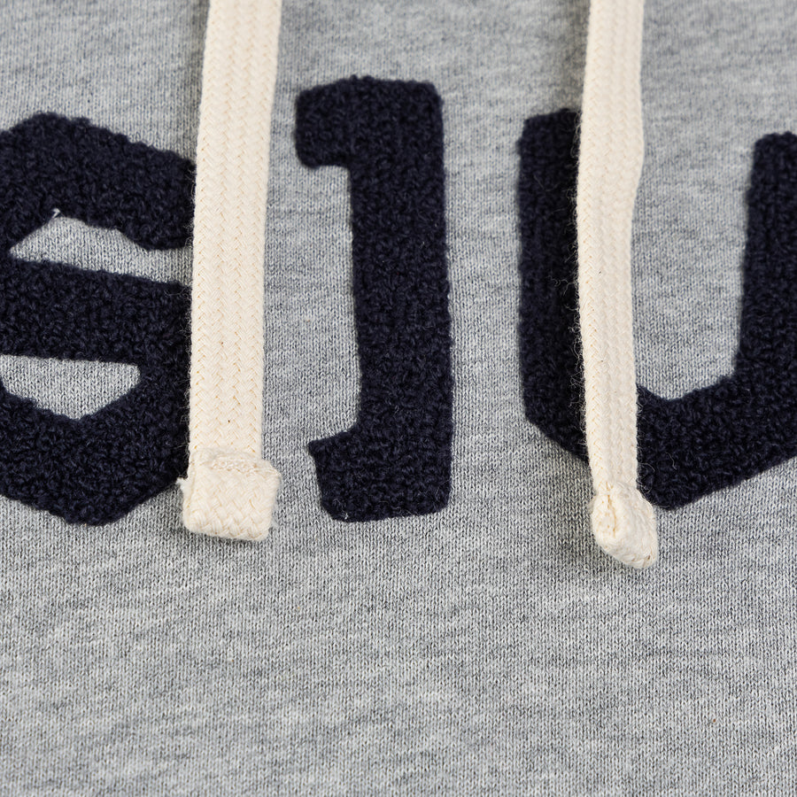 FLOCKING EMBROIDERY LOGO HOODIE - HEATHER GREY