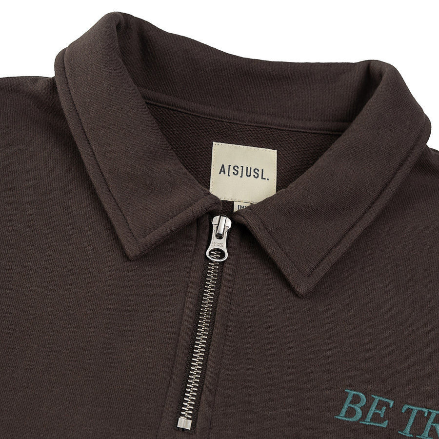 BE TRUE CROP POLO SWEATSHIRT - CHARCOAL