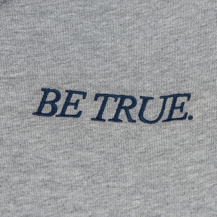 BE TRUE CROP POLO SWEATSHIRT - HEATHER GREY