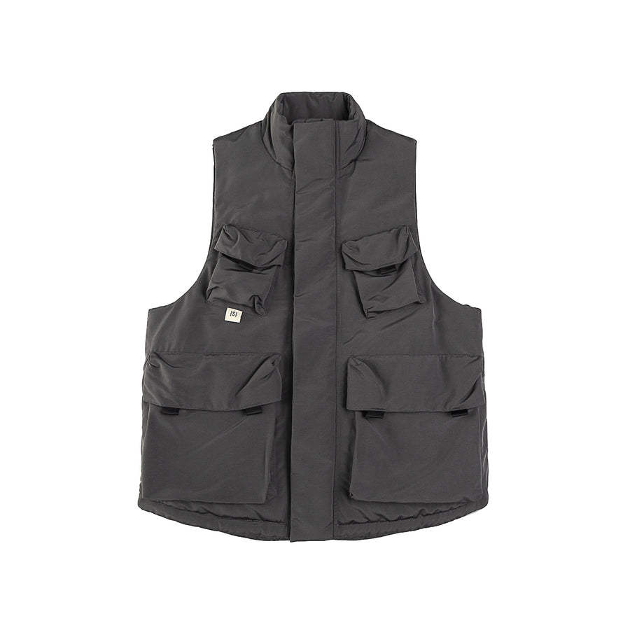 REFLECTIVE LOGO PADDING VEST - CHARCOAL