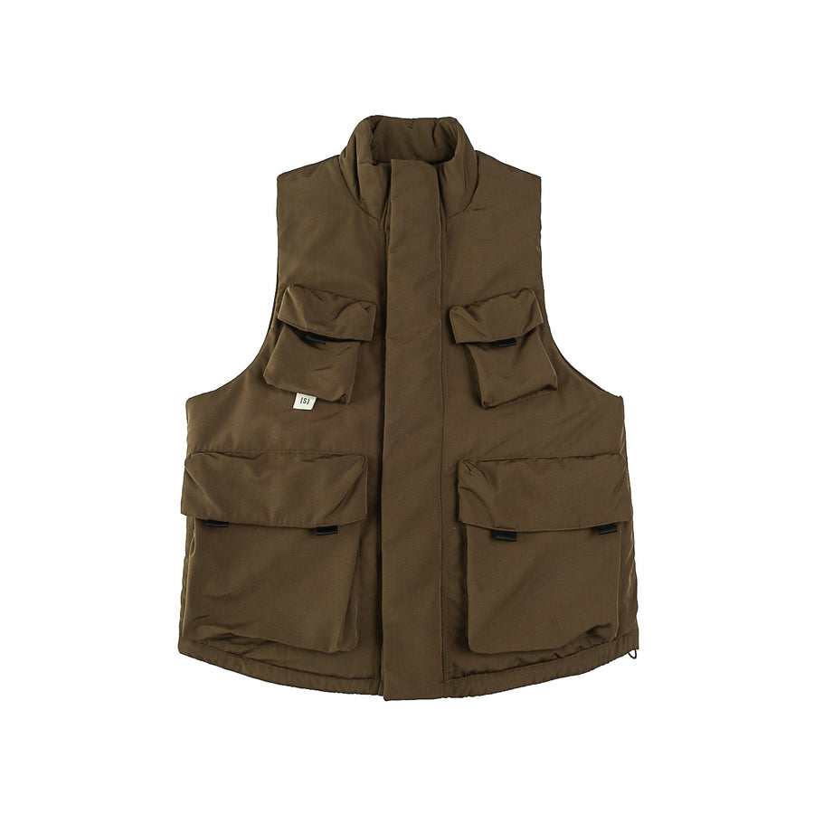 REFLECTIVE LOGO PADDING VEST - BROWN