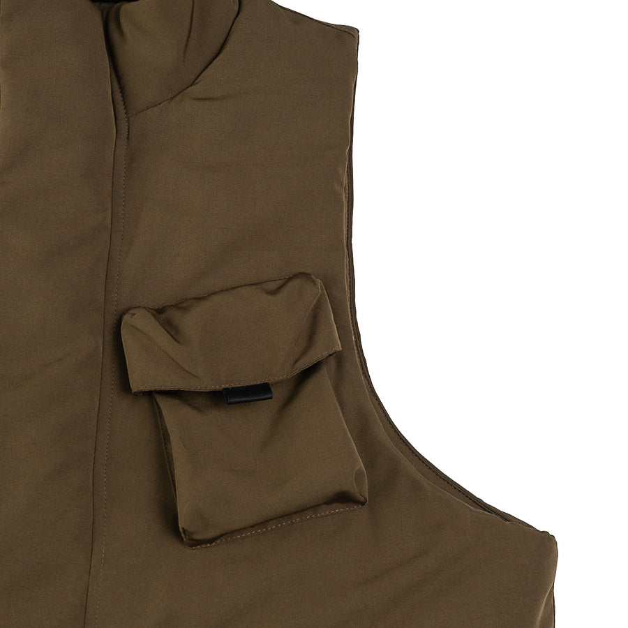 REFLECTIVE LOGO PADDING VEST - BROWN