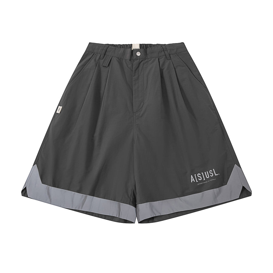 REFLECTIVE TAPE WIDE SHORTS - CHARCOAL