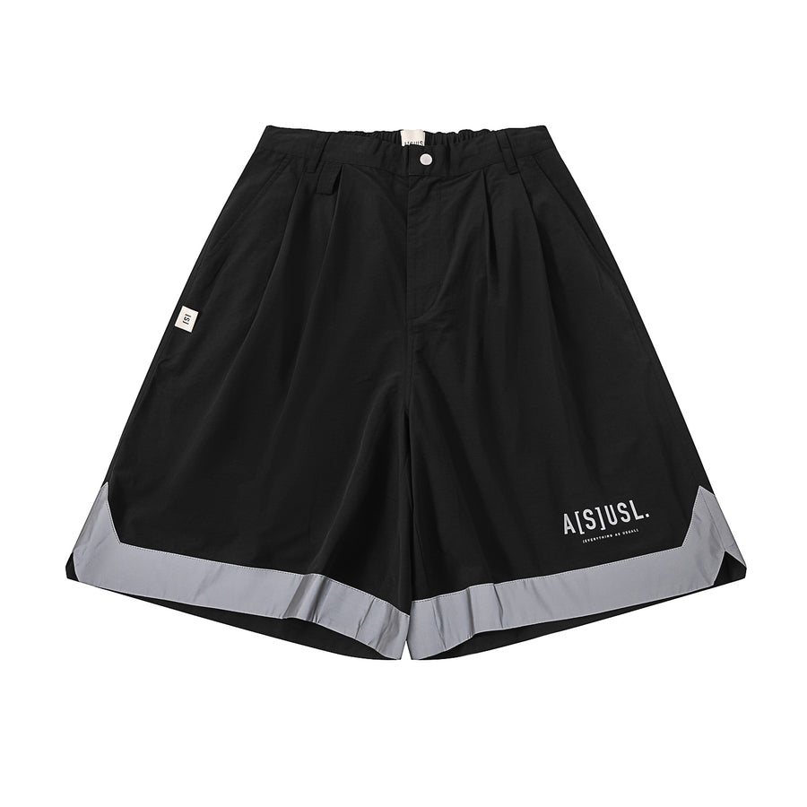 REFLECTIVE TAPE WIDE SHORTS - BLACK