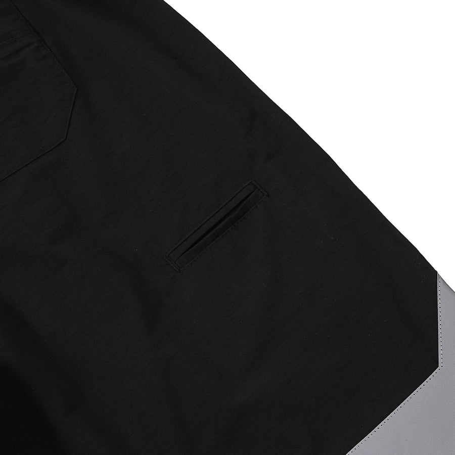REFLECTIVE TAPE WIDE SHORTS - BLACK