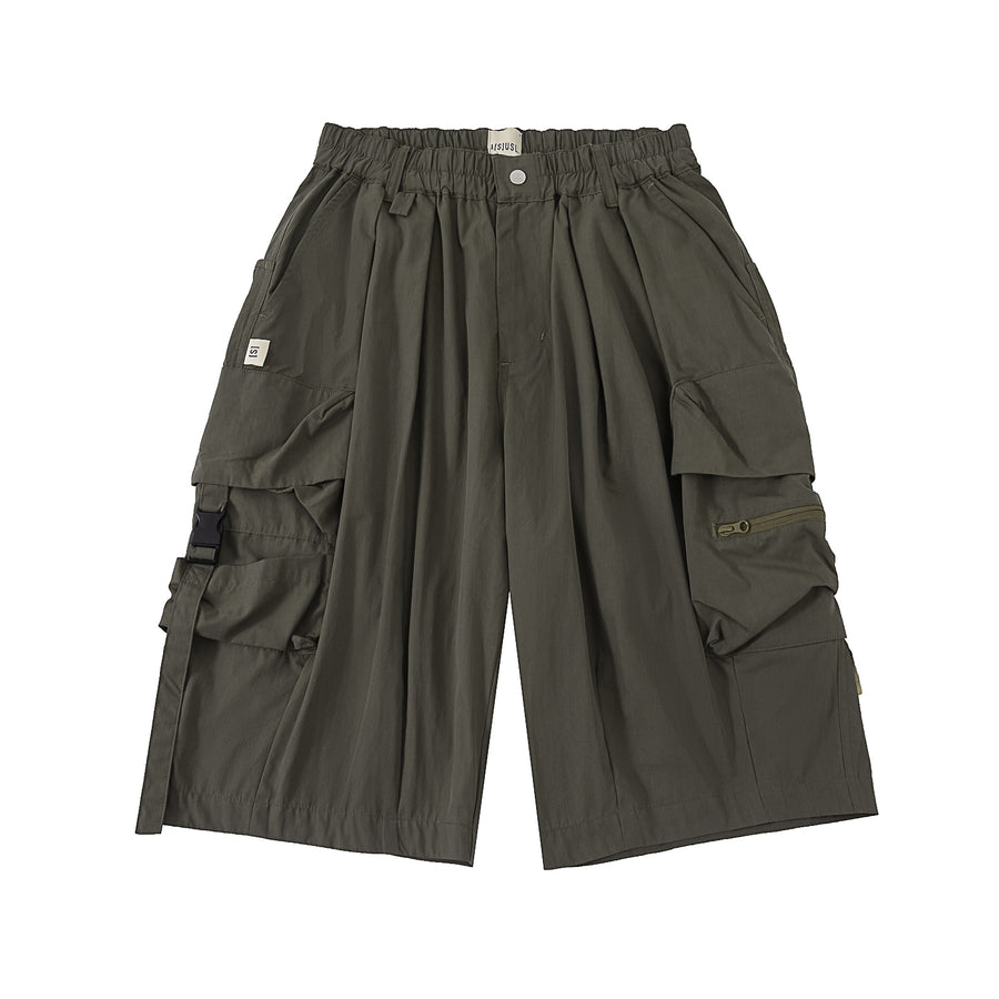 CARGO BALLOON CROPPED PANTS - CHARCOAL