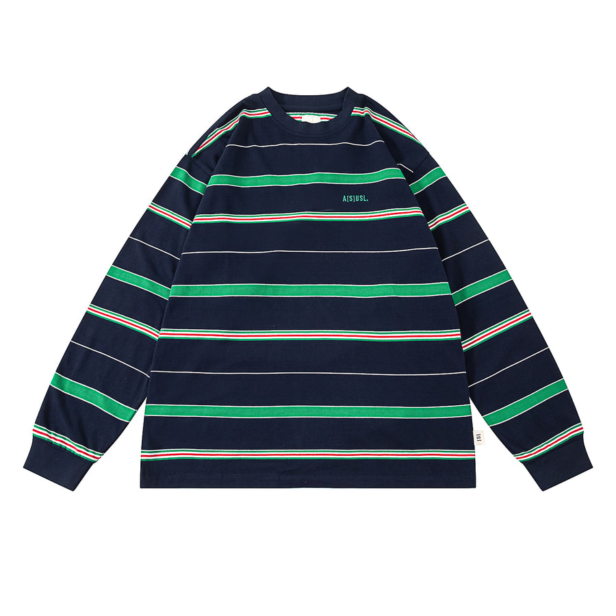 MULTI COLOR BORDER L/S TEE - NAVY – ASUSL