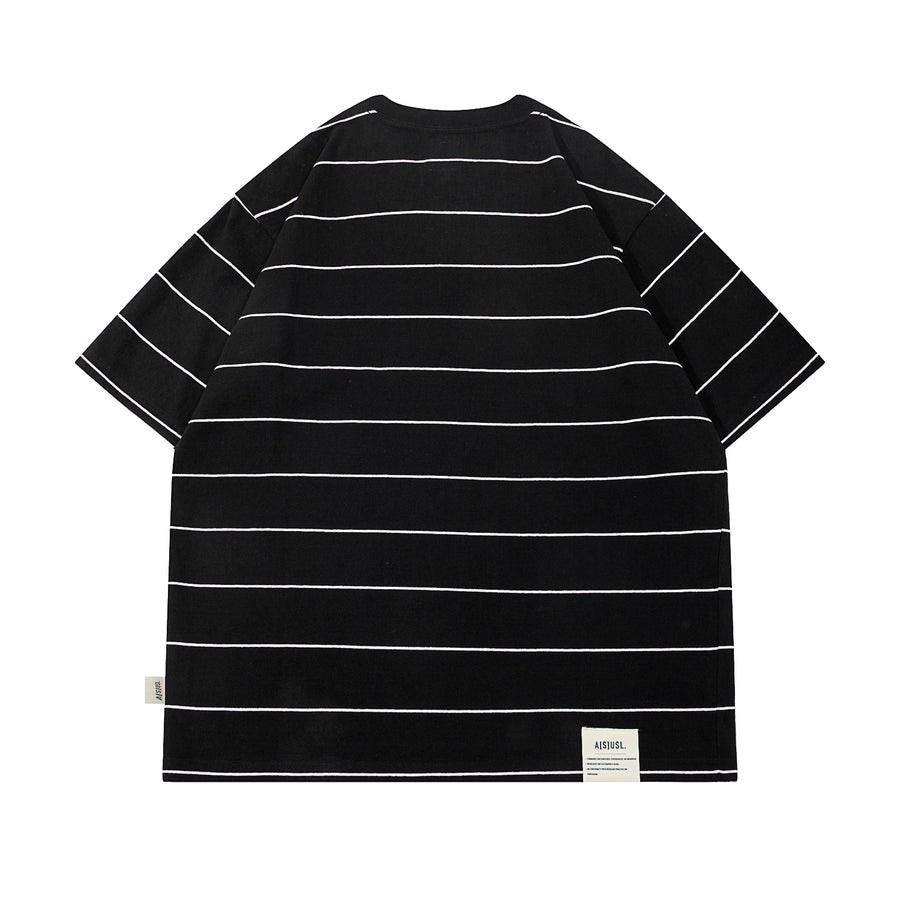 CLASSIC LOGO BORDER TEE - BLACK STRIPE