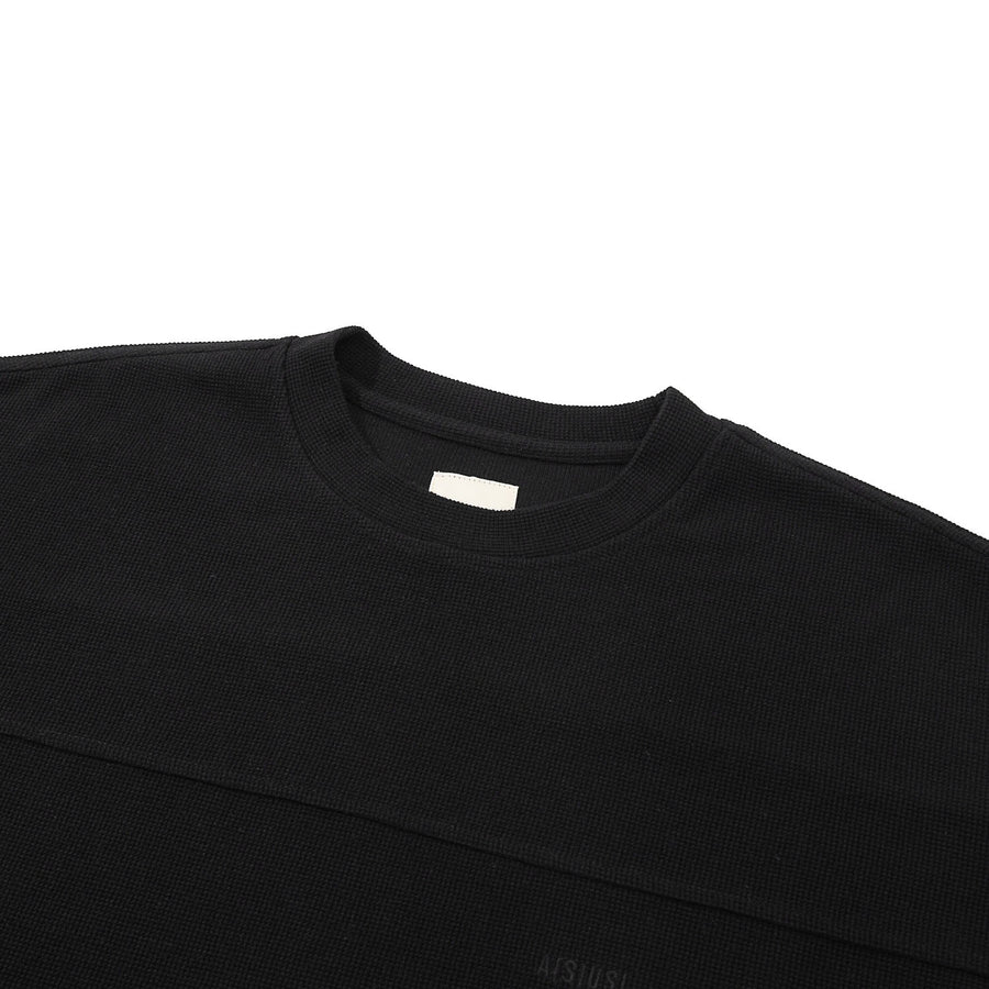 SMALL LOGO WAFFLE TEE - BLACK