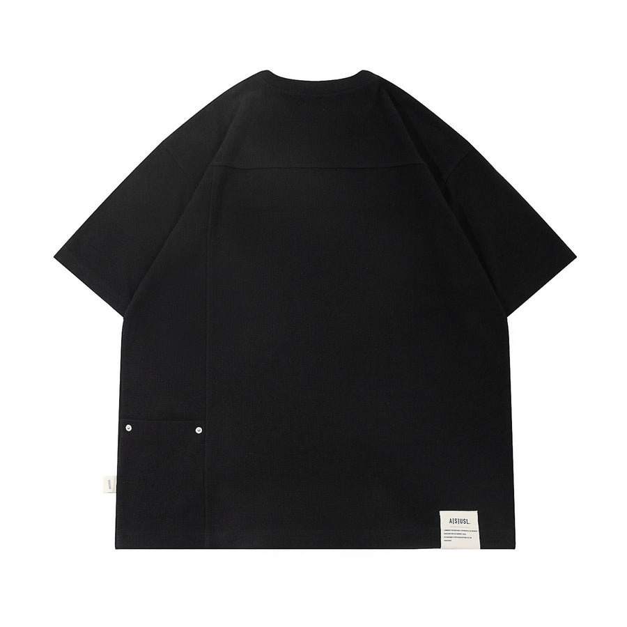 SMALL LOGO WAFFLE TEE - BLACK